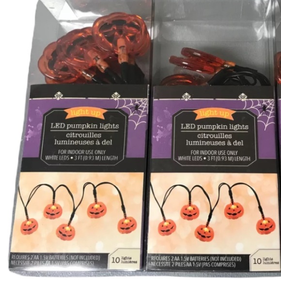 Pumpkin Jack-O-Lantern 10ct Orange Halloween 3’ LED Light Up String Lights NWT - Picture 5 of 5